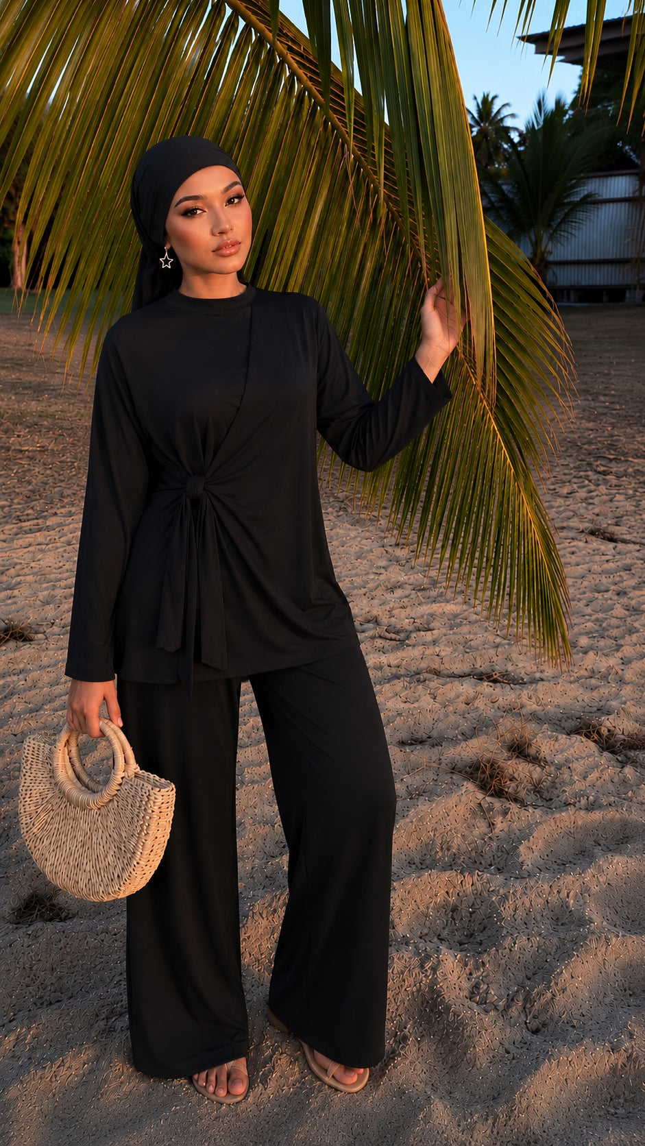 Burkini 3 pièces à noeud noir