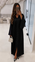 Robe satinée plissée noir