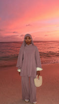 Burkini 3 pièces rose et jaune