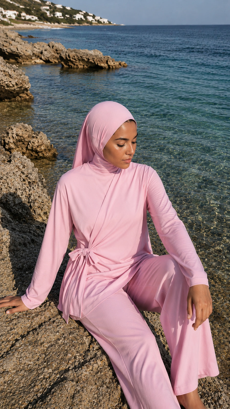Précommande Burkini 3 pièces à noeud rose