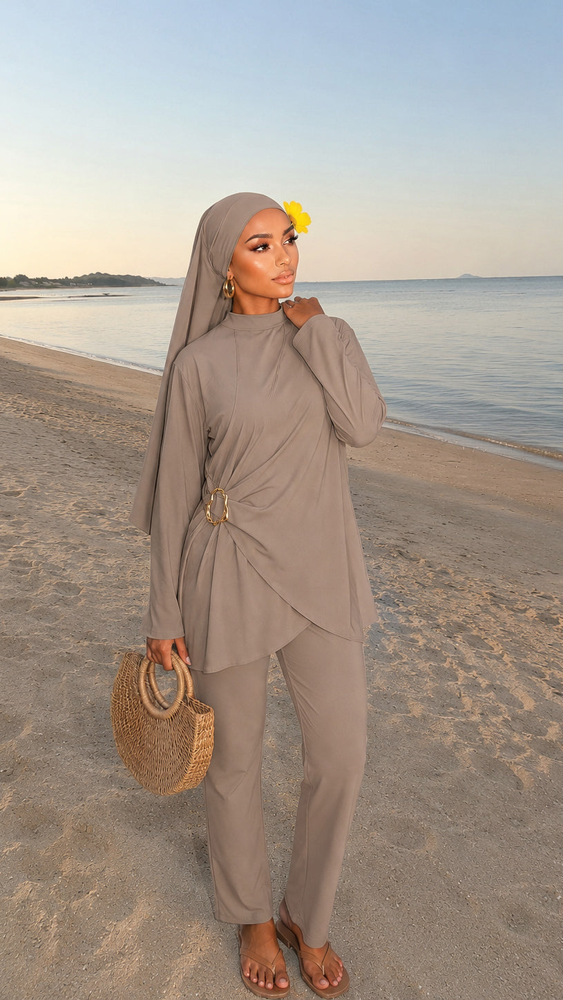 Burkini 3 pièces à détail doré